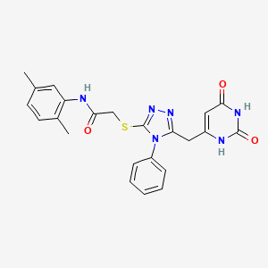 molecular formula C23H22N6O3S B2846720 N-(2,5-dimethylphenyl)-2-((5-((2,6-dioxo-1,2,3,6-tetrahydropyrimidin-4-yl)methyl)-4-phenyl-4H-1,2,4-triazol-3-yl)thio)acetamide CAS No. 852046-65-2