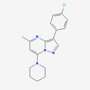 molecular formula C18H19ClN4 B2846721 3-(4-Chlorophenyl)-5-methyl-7-(piperidin-1-yl)pyrazolo[1,5-a]pyrimidine CAS No. 899407-59-1