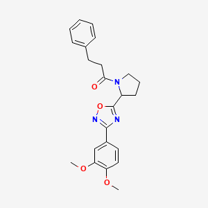 3-(3,4-Dimethoxyphenyl)-5-[1-(3-phenylpropanoyl)pyrrolidin-2-yl]-1,2,4-oxadiazole