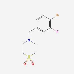 molecular formula C11H13BrFNO2S B2846737 4-(4-Bromo-3-fluorobenzyl)thiomorpholine 1,1-dioxide CAS No. 1973485-27-6