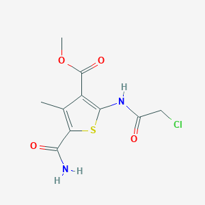 molecular formula C10H11ClN2O4S B2846740 甲基-5-(氨基甲酰)-2-[(氯乙酰)氨基]-4-甲基噻吩-3-羧酸甲酯 CAS No. 669747-30-2