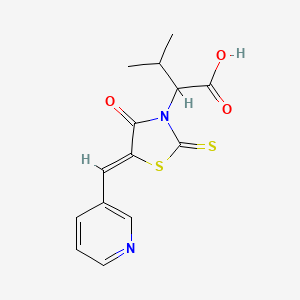 molecular formula C14H14N2O3S2 B2846744 (Z)-3-甲基-2-(4-氧代-5-(吡啶-3-基甲亚)-2-硫代噻唑啉-3-基)丁酸 CAS No. 463308-93-2