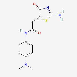 molecular formula C13H16N4O2S B2846748 N-(4-(dimethylamino)phenyl)-2-(2-imino-4-oxothiazolidin-5-yl)acetamide CAS No. 685551-14-8