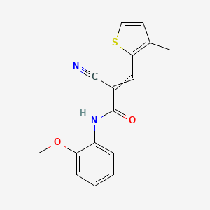 molecular formula C16H14N2O2S B2846751 2-cyano-N-(2-methoxyphenyl)-3-(3-methylthiophen-2-yl)prop-2-enamide CAS No. 522634-95-3