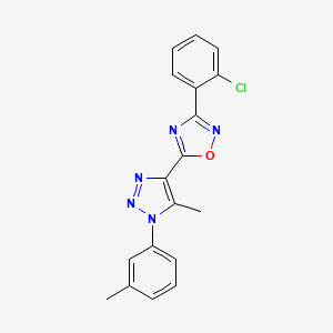 molecular formula C18H14ClN5O B2846752 3-(2-chlorophenyl)-5-[5-methyl-1-(3-methylphenyl)-1H-1,2,3-triazol-4-yl]-1,2,4-oxadiazole CAS No. 932312-60-2