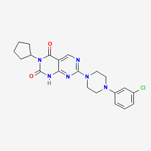 molecular formula C21H23ClN6O2 B2846758 7-(4-(3-chlorophenyl)piperazin-1-yl)-3-cyclopentylpyrimido[4,5-d]pyrimidine-2,4(1H,3H)-dione CAS No. 1396758-85-2