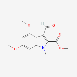 molecular formula C14H15NO5 B2846765 甲基-3-甲酰基-4,6-二甲氧基-1-甲基-1H-吲哚-2-甲酸甲酯 CAS No. 893730-00-2