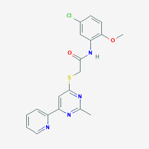 molecular formula C19H17ClN4O2S B2846768 N-(5-氯-2-甲氧基苯基)-2-((2-甲基-6-(吡啶-2-基)嘧啶-4-基)硫)乙酰胺 CAS No. 1251598-14-7