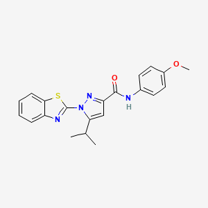 molecular formula C21H20N4O2S B2846773 1-(benzo[d]thiazol-2-yl)-5-isopropyl-N-(4-methoxyphenyl)-1H-pyrazole-3-carboxamide CAS No. 1013804-88-0