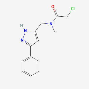 2-Chloro-N-methyl-N-[(3-phenyl-1H-pyrazol-5-yl)methyl]acetamide