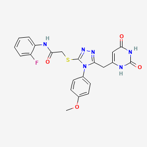 molecular formula C22H19FN6O4S B2846778 2-[[5-[(2,4-dioxo-1H-pyrimidin-6-yl)methyl]-4-(4-methoxyphenyl)-1,2,4-triazol-3-yl]sulfanyl]-N-(2-fluorophenyl)acetamide CAS No. 852152-95-5