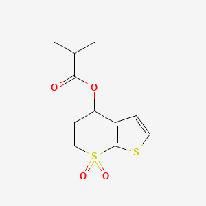 molecular formula C11H14O4S2 B2846780 (7,7-dioxo-5,6-dihydro-4H-thieno[2,3-b]thiopyran-4-yl) 2-methylpropanoate CAS No. 339018-79-0