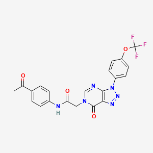 molecular formula C21H15F3N6O4 B2846784 N-(4-acetylphenyl)-2-(7-oxo-3-(4-(trifluoromethoxy)phenyl)-3H-[1,2,3]triazolo[4,5-d]pyrimidin-6(7H)-yl)acetamide CAS No. 872590-92-6