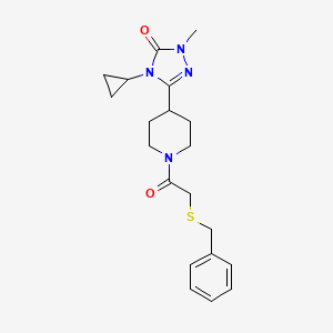 molecular formula C20H26N4O2S B2846785 3-(1-(2-(benzylthio)acetyl)piperidin-4-yl)-4-cyclopropyl-1-methyl-1H-1,2,4-triazol-5(4H)-one CAS No. 1797287-22-9