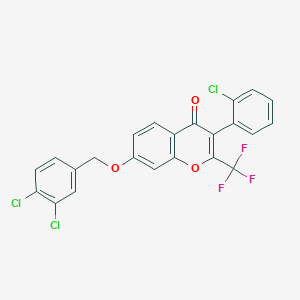 molecular formula C23H12Cl3F3O3 B284679 3-(2-chlorophenyl)-7-[(3,4-dichlorobenzyl)oxy]-2-(trifluoromethyl)-4H-chromen-4-one 