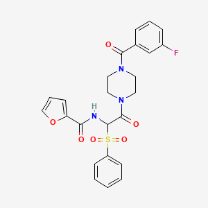 molecular formula C24H22FN3O6S B2846799 N-[1-(benzenesulfonyl)-2-[4-(3-fluorobenzoyl)piperazin-1-yl]-2-oxoethyl]furan-2-carboxamide CAS No. 1043008-04-3