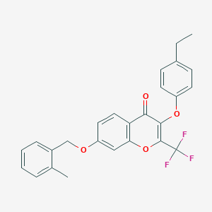 molecular formula C26H21F3O4 B284680 3-(4-ethylphenoxy)-7-[(2-methylbenzyl)oxy]-2-(trifluoromethyl)-4H-chromen-4-one 