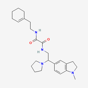 molecular formula C25H36N4O2 B2846805 N1-(2-(环己-1-烯-1-基)乙基)-N2-(2-(1-甲基吲哚-5-基)-2-(吡咯烷-1-基)乙基)草酰胺 CAS No. 922066-87-3