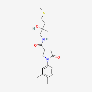 molecular formula C19H28N2O3S B2846806 1-(3,4-dimethylphenyl)-N-(2-hydroxy-2-methyl-4-(methylthio)butyl)-5-oxopyrrolidine-3-carboxamide CAS No. 1396747-86-6