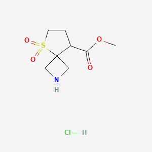 molecular formula C8H14ClNO4S B2846822 甲基-5-硫代-2-氮杂螺[3.4]辛烷-8-羧酸甲酯 5,5-二氧盐酸盐 CAS No. 2177258-03-4
