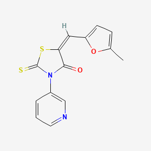 molecular formula C14H10N2O2S2 B2846825 (E)-5-((5-methylfuran-2-yl)methylene)-3-(pyridin-3-yl)-2-thioxothiazolidin-4-one CAS No. 315692-16-1