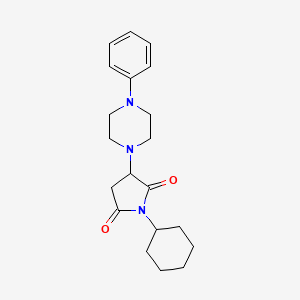 molecular formula C20H27N3O2 B2846826 1-Cyclohexyl-3-(4-phenylpiperazin-1-yl)pyrrolidine-2,5-dione CAS No. 924865-58-7