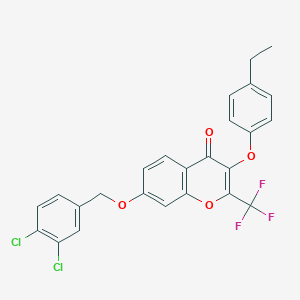 molecular formula C25H17Cl2F3O4 B284683 7-[(3,4-dichlorobenzyl)oxy]-3-(4-ethylphenoxy)-2-(trifluoromethyl)-4H-chromen-4-one 