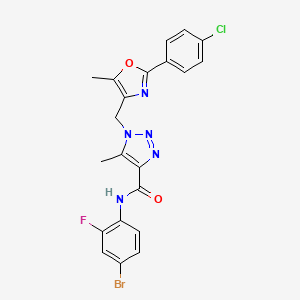 molecular formula C21H16BrClFN5O2 B2846833 N-(4-bromo-2-fluorophenyl)-1-{[2-(4-chlorophenyl)-5-methyl-1,3-oxazol-4-yl]methyl}-5-methyl-1H-1,2,3-triazole-4-carboxamide CAS No. 1351816-93-7
