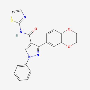 3-(2,3-dihydrobenzo[b][1,4]dioxin-6-yl)-1-phenyl-N-(thiazol-2-yl)-1H-pyrazole-4-carboxamide