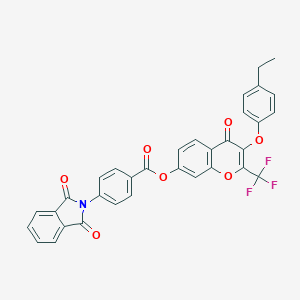 3-(4-ethylphenoxy)-4-oxo-2-(trifluoromethyl)-4H-chromen-7-yl 4-(1,3-dioxoisoindolin-2-yl)benzoate