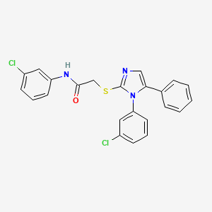 molecular formula C23H17Cl2N3OS B2846842 N-(3-chlorophenyl)-2-((1-(3-chlorophenyl)-5-phenyl-1H-imidazol-2-yl)thio)acetamide CAS No. 1206994-83-3