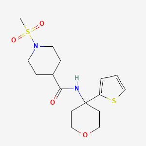 molecular formula C16H24N2O4S2 B2846847 1-(甲磺酰)-N-(4-(噻吩-2-基)四氢-2H-吡喃-4-基)哌嗪-4-羧酸甲酯 CAS No. 2034537-66-9