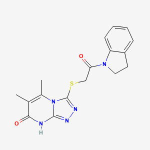 molecular formula C17H17N5O2S B2846849 3-((2-(indolin-1-yl)-2-oxoethyl)thio)-5,6-dimethyl-[1,2,4]triazolo[4,3-a]pyrimidin-7(8H)-one CAS No. 891128-89-5