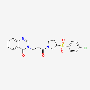 molecular formula C21H20ClN3O4S B2846862 3-(3-(3-((4-chlorophenyl)sulfonyl)pyrrolidin-1-yl)-3-oxopropyl)quinazolin-4(3H)-one CAS No. 1448052-15-0