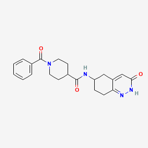 molecular formula C21H24N4O3 B2846869 1-benzoyl-N-(3-oxo-2,3,5,6,7,8-hexahydrocinnolin-6-yl)piperidine-4-carboxamide CAS No. 2034348-99-5
