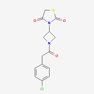 molecular formula C14H13ClN2O3S B2846872 3-(1-(2-(4-Chlorophenyl)acetyl)azetidin-3-yl)thiazolidine-2,4-dione CAS No. 2034270-58-9