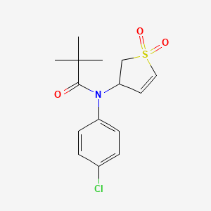 molecular formula C15H18ClNO3S B2846873 N-(4-chlorophenyl)-N-(1,1-dioxido-2,3-dihydrothiophen-3-yl)pivalamide CAS No. 863007-24-3