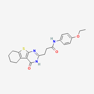 molecular formula C21H23N3O3S B2846880 N-(4-ethoxyphenyl)-3-(4-oxo-5,6,7,8-tetrahydro-3H-[1]benzothiolo[2,3-d]pyrimidin-2-yl)propanamide CAS No. 460332-75-6