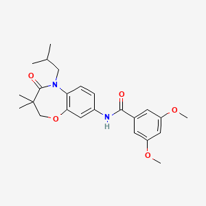 molecular formula C24H30N2O5 B2846881 N-(5-异丁基-3,3-二甲基-4-氧代-2,3,4,5-四氢苯并[b][1,4]噁唑-8-基)-3,5-二甲氧基苯甲酰胺 CAS No. 921581-37-5