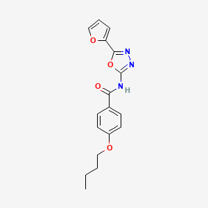 molecular formula C17H17N3O4 B2846883 4-丁氧基-N-(5-(呋喃-2-基)-1,3,4-噁二唑-2-基)苯甲酰胺 CAS No. 887883-15-0