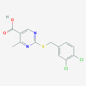 molecular formula C13H10Cl2N2O2S B2846885 2-[(3,4-Dichlorobenzyl)sulfanyl]-4-methyl-5-pyrimidinecarboxylic acid CAS No. 478042-54-5