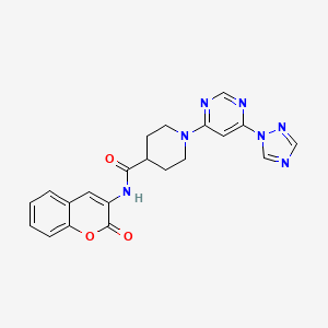 1-(6-(1H-1,2,4-triazol-1-yl)pyrimidin-4-yl)-N-(2-oxo-2H-chromen-3-yl)piperidine-4-carboxamide