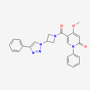 molecular formula C24H21N5O3 B2846888 4-甲氧基-1-苯基-5-(3-(4-苯基-1H-1,2,3-三唑-1-基)吖啶-1-甲酰)吡啶-2(1H)-酮 CAS No. 2034354-96-4