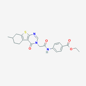 ethyl 4-{[(7-methyl-4-oxo-5,6,7,8-tetrahydro[1]benzothieno[2,3-d]pyrimidin-3(4H)-yl)acetyl]amino}benzoate
