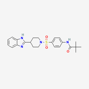 molecular formula C23H28N4O3S B2846905 N-(4-((4-(1H-苯并[d]咪唑-2-基)哌啶-1-基)磺酰)苯基)戊酰胺 CAS No. 886905-01-7