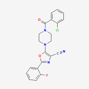 molecular formula C21H16ClFN4O2 B2846906 5-(4-(2-Chlorobenzoyl)piperazin-1-yl)-2-(2-fluorophenyl)oxazole-4-carbonitrile CAS No. 946308-33-4