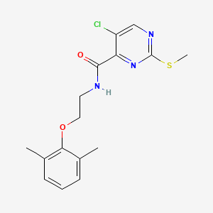 molecular formula C16H18ClN3O2S B2846907 5-chloro-N-[2-(2,6-dimethylphenoxy)ethyl]-2-(methylsulfanyl)pyrimidine-4-carboxamide CAS No. 1181493-42-4