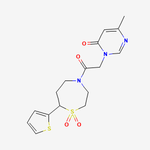 3-(2-(1,1-dioxido-7-(thiophen-2-yl)-1,4-thiazepan-4-yl)-2-oxoethyl)-6-methylpyrimidin-4(3H)-one