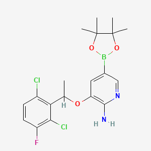 molecular formula C19H22BCl2FN2O3 B2846915 3-(1-(2,6-Dichloro-3-fluorophenyl)ethoxy)-5-(4,4,5,5-tetramethyl-1,3,2-dioxaborolan-2-yl)pyridin-2-amine CAS No. 877399-08-1
