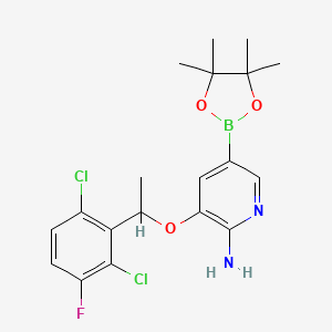 molecular formula C19H22BCl2FN2O3 B2846915 3-(1-(2,6-二氯-3-氟苯基)乙氧基)-5-(4,4,5,5-四甲基-1,3,2-二氧杂环戊二烷-2-基)吡啶-2-胺 CAS No. 877399-08-1